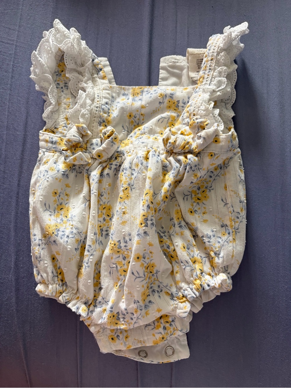 Floral Ruffle Baby One-Piece Bodysuit in Yellow and White